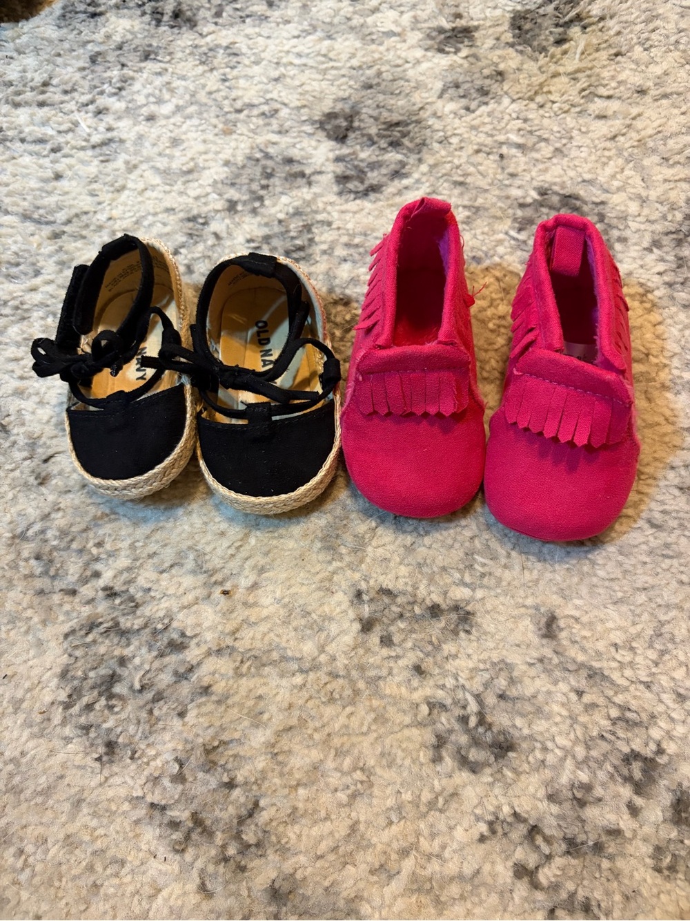 Old Navy Black Espadrille Flats & Child of mine Hot Pink Fringe Moccasins